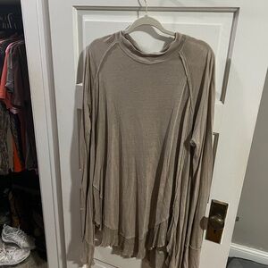 Free People Beige Long Sleeve Tunic Top